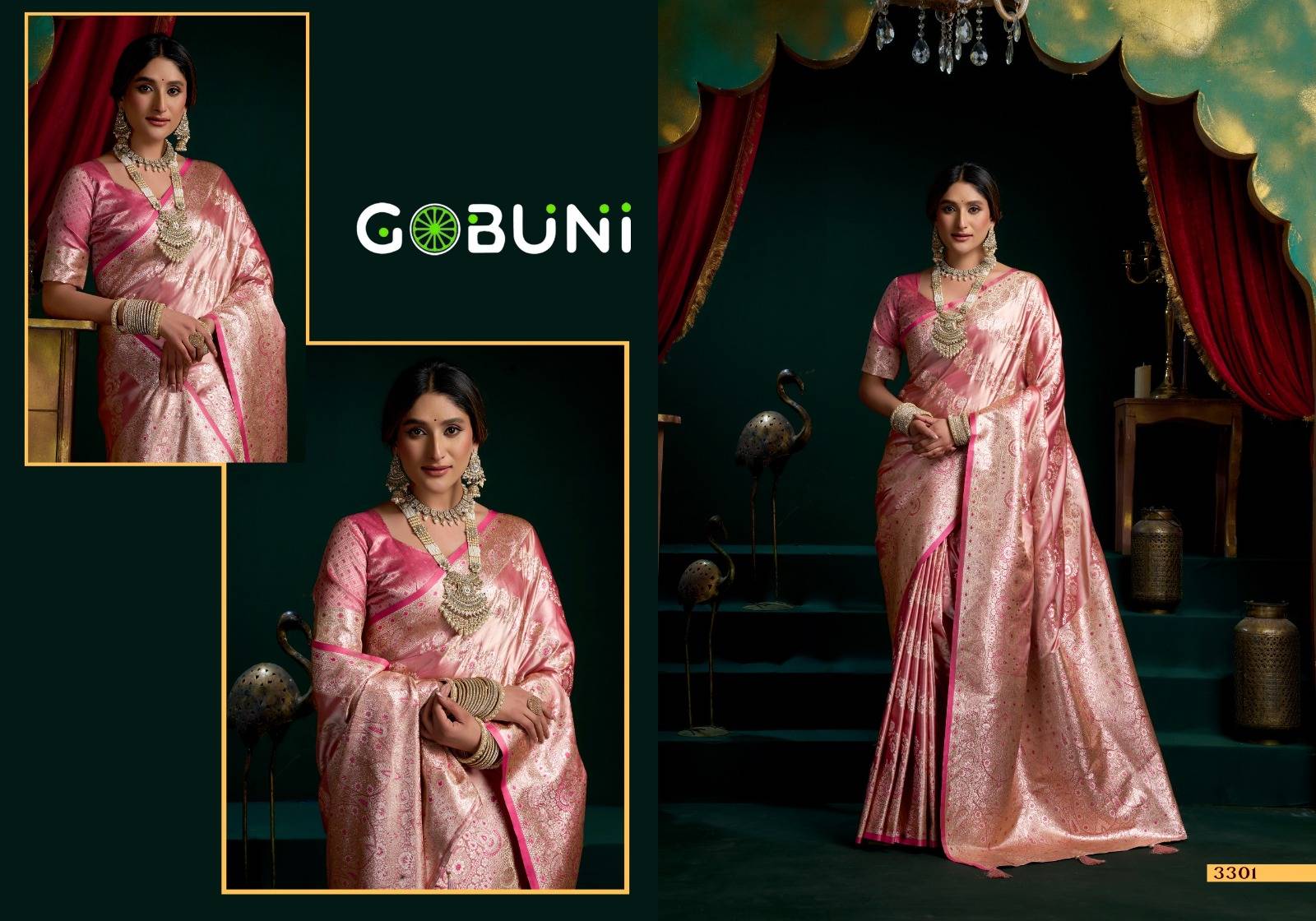 Shreemati By Gobuni 3301 To 3304 Series Indian Traditional Wear Collection Beautiful Stylish Fancy Colorful Occasional Wear Silk Sarees At Wholesale Price